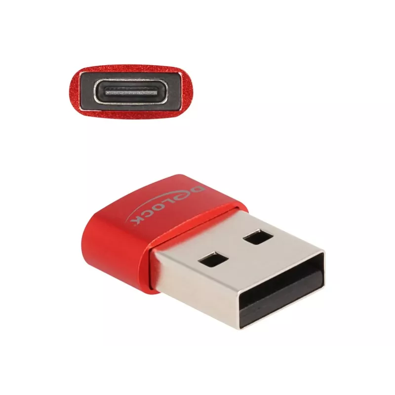 Delock - adattatore USB - USB (M) a 24 pin USB-C (F) - USB2.0 3 A - rosso (60050)