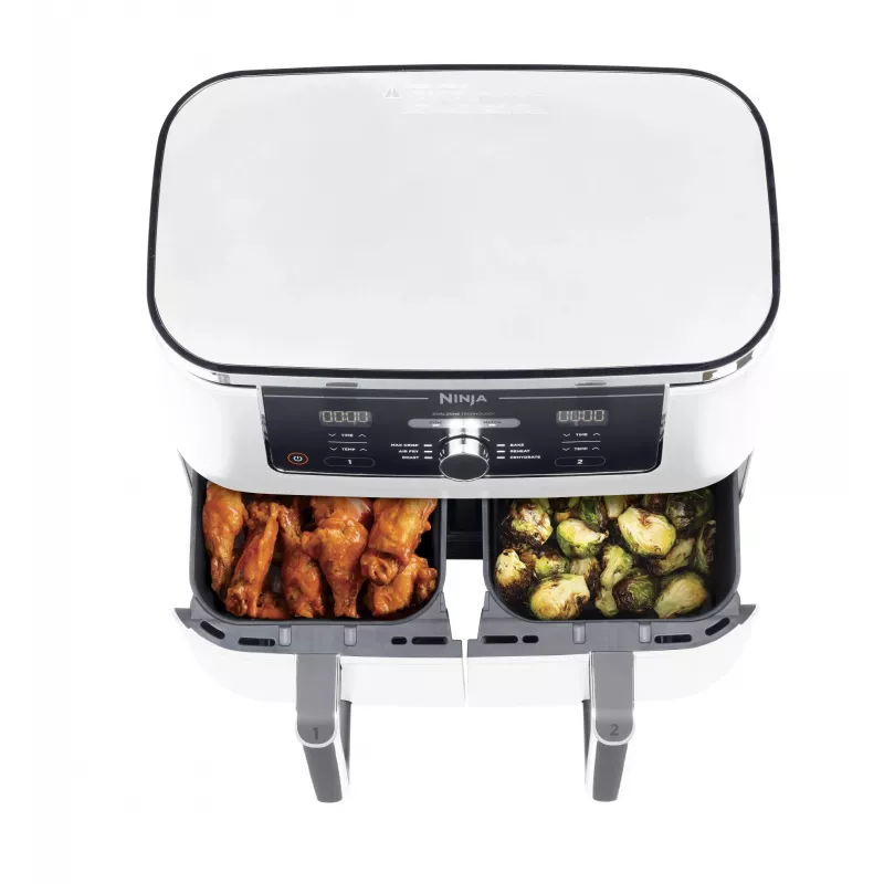 Friggitrice ad aria Ninja AF400EU Double 9,5 L 2470 W bianca, comandi rotanti e touch