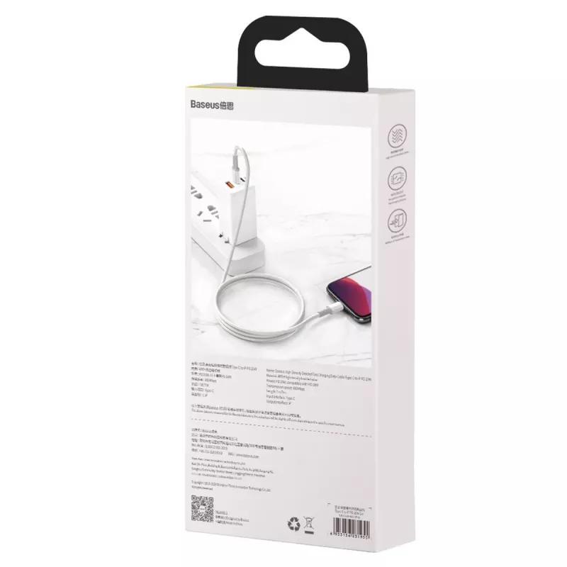 Cavo USB-C a Lightning Baseus High Density intrecciato, 20W, PD, 2m (bianco)