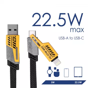Akyga AK-USB-57 cavo 4-in-1 intrecciato USB-A/USB-C a USB-C/Lightning, USB 2.0, 65 W, 1 m, grigio