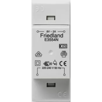 Friedland E3554N, 220 - 240 V, 50 Hz, 8 V, 2 A, grigio, 34 mm