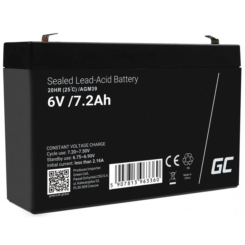 Batteria industriale Green Cell AGM39 7200 mAh 6 V