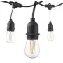 Catena di luci da giardino LED VISIONAL con 15 portalampade E27, lunghezza 15 m, distanza 1 m, cavo nero (H05VV-F 2x0,75)