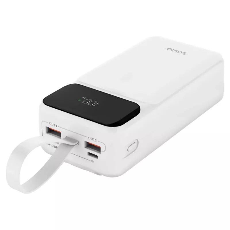SAVIO BA-10 power bank 30000 mAh (111 Wh), Li-ion, 2x USB-C, 2x USB-A, Quick Charge, Power Delivery
