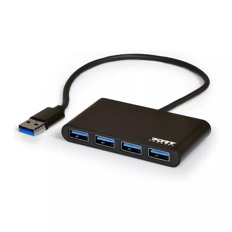 Hub USB Port Designs 900121 USB 3.2 Gen 1 Type-A 5000 Mbit/s nero