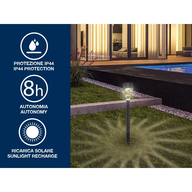 Set lampade solari da esterno Beper P207ILO050 – 5 lampade impermeabili per giardino e vialetto