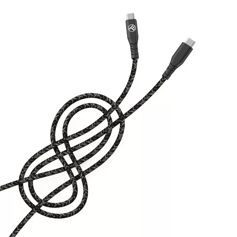 Cavo dati USB Type-C a Type-C Tellur TLL155471, 1 m, 3 A, 60 W PD, treccia in nylon, nero