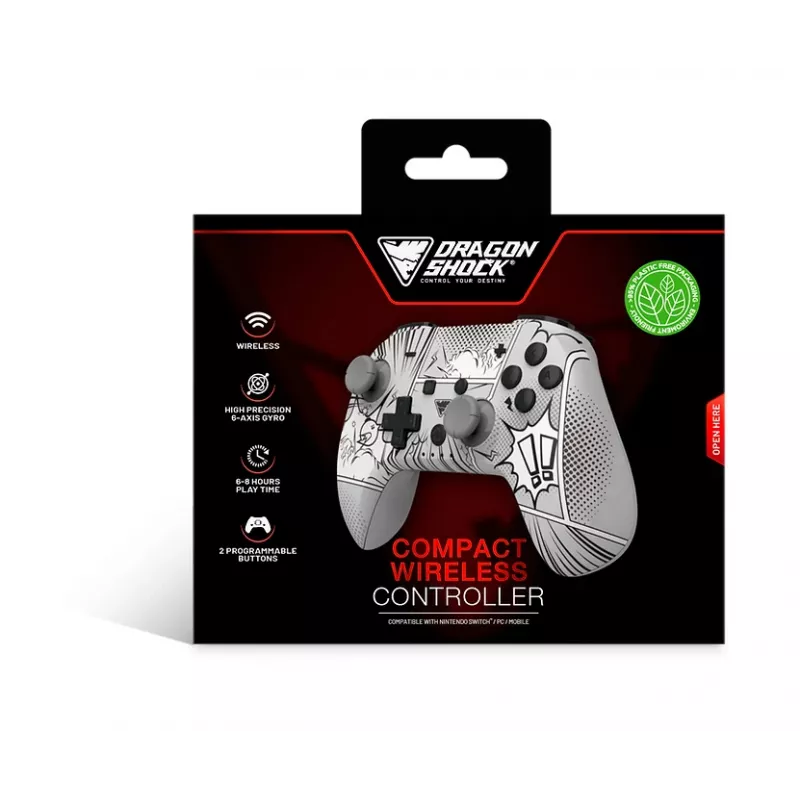 DragonShock PopTop Compact, gamepad, Nintendo Switch, pulsante Indietro, D-Pad, pulsante Home, tasto Reset, wireless, Bluetooth, USB Type-C