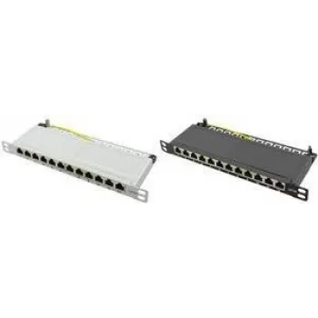 LogiLink - patch panel - montaggio a rack - RJ-45 X 12 - grigio chiaro, RAL 7035 - 0,5U - 25,4 cm (10)