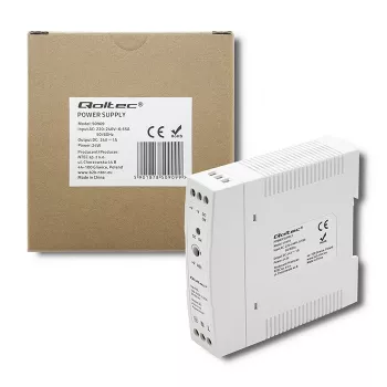 Qoltec alimentatore per guida DIN | 24W | 24V | 1A | bianco | slim