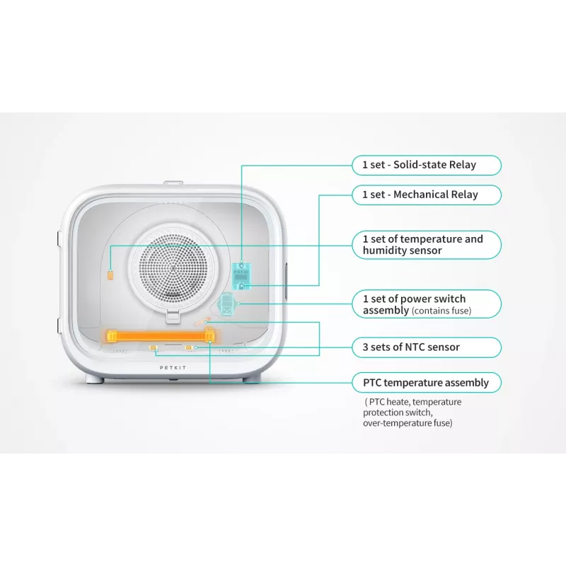 PETKIT AirSalon Max Pro asciugatore smart per gatti, bianco, modello PD10 Max