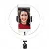 LogiLink AA0151 Ring light LED per smartphone, Ø 200 mm, 3 modalità colore, dimmerabile, filettatura treppiede 1/4 di pollice, con supporto per smartphone, USB, cavo 1,8 m, nero
