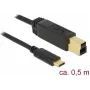 Cavo USB DeLOCK 83674 USB 3.2 Gen 2 0,5 m USB C USB B nero