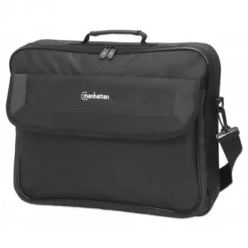 Manhattan Cambridge borsa per laptop 17,3 pollici, design clamshell, nero, LOW COST, scomparto accessori, scomparto documenti sul retro, tracolla (rimovibile), compatibile Targus CN418EU, borsa per notebook, tre anni di garanzia