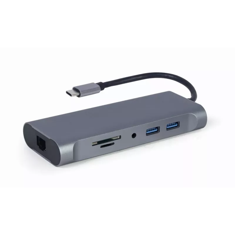Gembird A-CM-COMBO7-01 Dock per notebook/replicatore di porte USB 3.2 Gen 1 (3.1 Gen 1) Type-A grigio