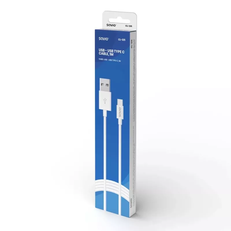 Savio CL-125 cavo USB USB 2.0 1 m USB A USB C bianco