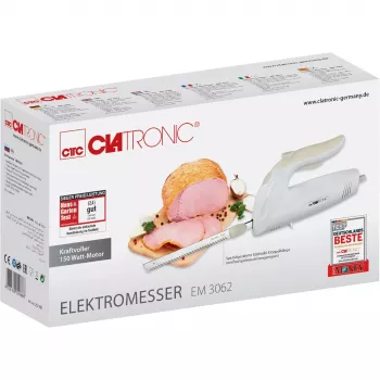 Coltello elettrico CLATRONIC EM 3062, taglia alimenti manuale, bianco, lame in acciaio inox, 160 W