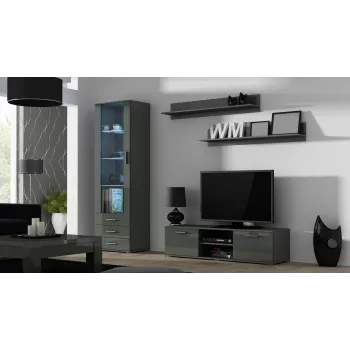 Mobile TV Cama Meble SOHO 140 — 1400×430×370 mm, piano superiore grigio (truciolare), struttura grigia