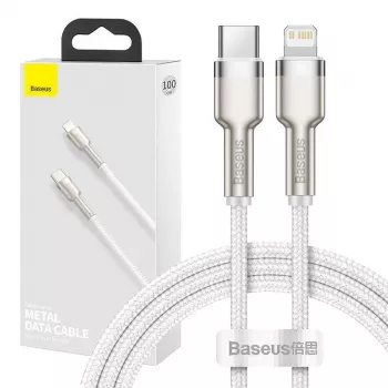 Cavo USB-C a Lightning Baseus Cafule 1 m, 20 W, custodia in zinco, bianco