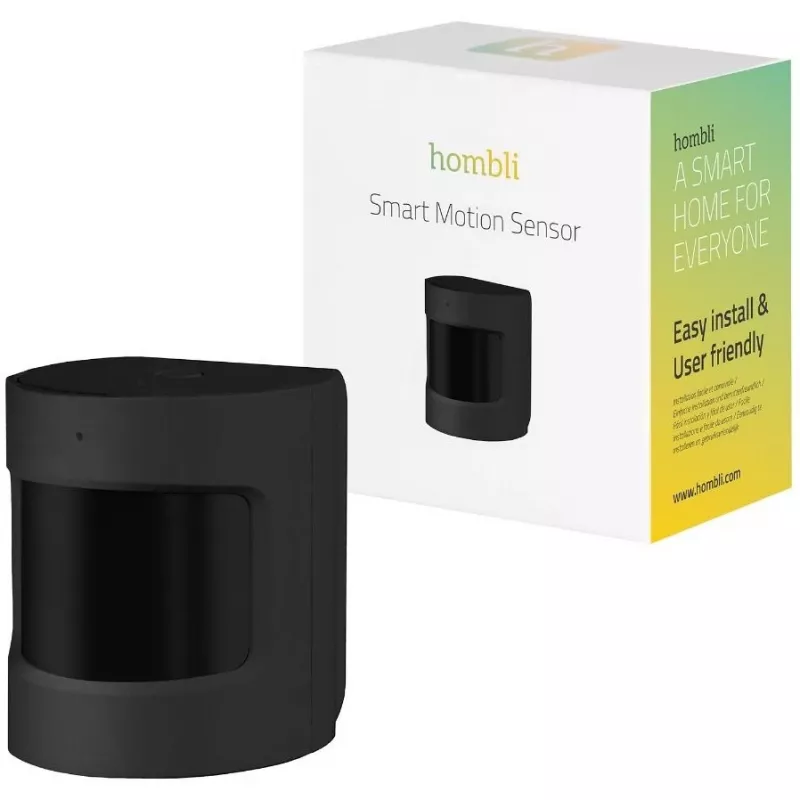 Rilevatore di movimento Hombli HBSM-0100 — sensore PIR wireless da parete, portata 8 m, a batteria, nero