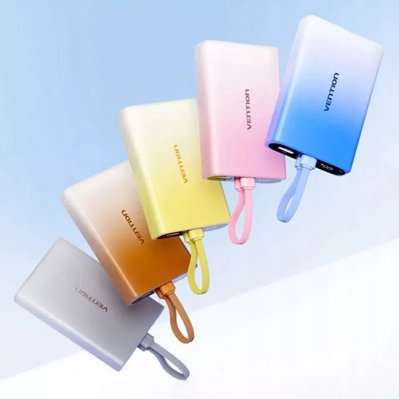 Caricabatterie portatile Vention 10000 mAh con USB-C, Lightning e USB-A, uscita 22,5 W, rame