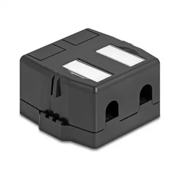 Delock 85842 Custodia Keystone vuota, 2 porte, con base magnetica, nero