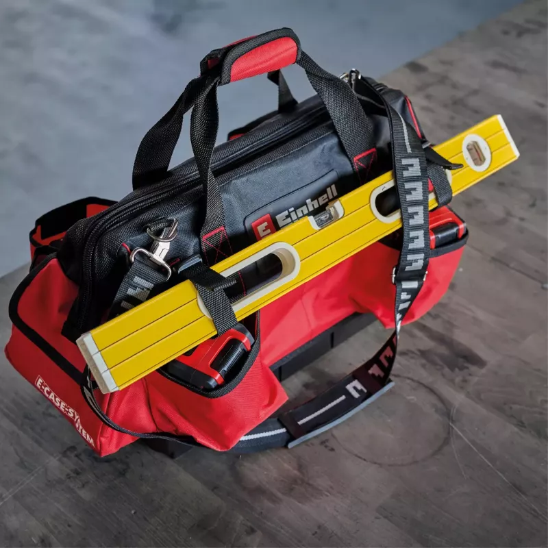 Einhell 4540036 E-Case Bag borsa portautensili di sistema, poliestere, portata 30 kg, nero/rosso