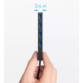 Hub USB Anker Ultra sottile A8309G11 — host USB Type-C, 3× USB 3.2 Gen 1 Type-A, compatto 103×30×10 mm, nero