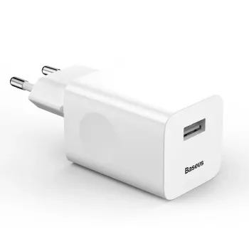 Caricabatterie Baseus Quick Charger CCALL-BX02, 24 W max, USB Fast Charge 3.0, bianco, 100–240 V