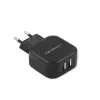 Caricatore da interno AC QOLTEC 50186 per smartphone e tablet, 5 V 3.4 A, 17 W, 2× USB, nero