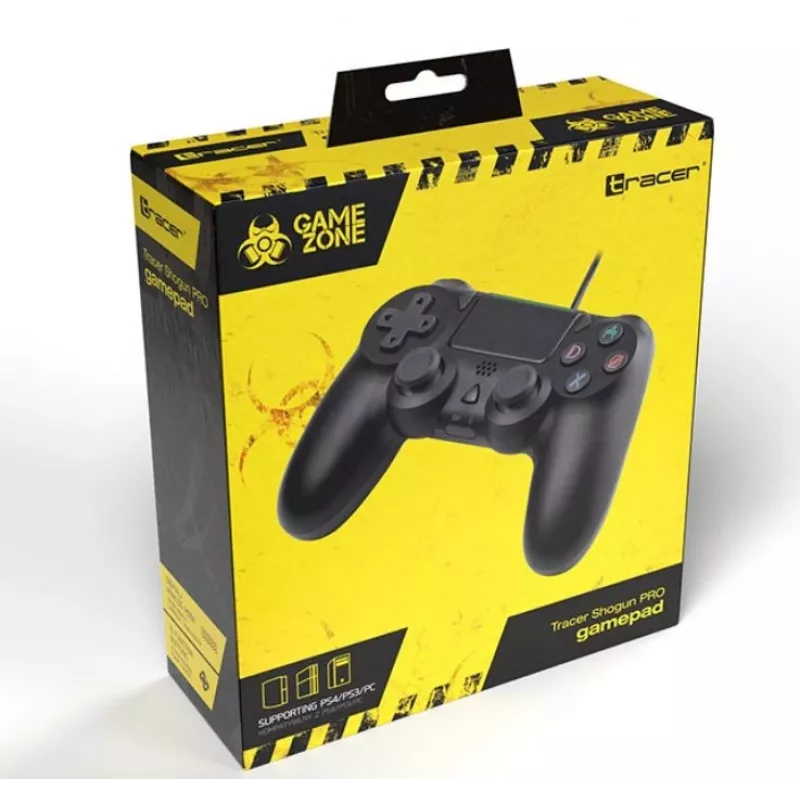Gamepad con cavo TRACER SHOGUN PRO nero — 16 tasti, analogico/digitale, cavo 1,5 m, vibrazione, PC/PS4/PS3