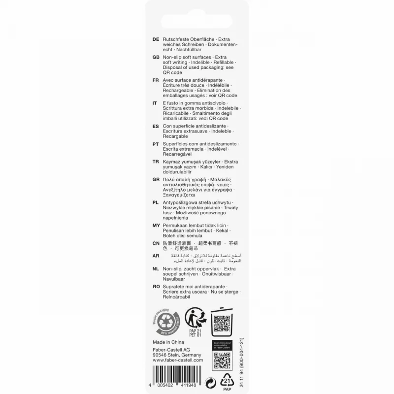 Penna a sfera retrattile clip-on Faber-Castell 241194 nero blu extra bold