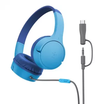 Cuffie on-ear Belkin SoundForm Mini con filo 3,5 mm USB-C blu