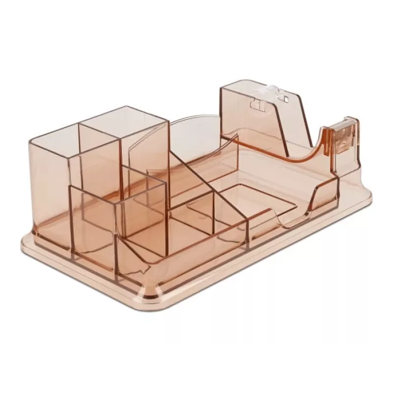 Organizer da scrivania DeLOCK 18341 trasparente marrone plastica 145x250x85mm