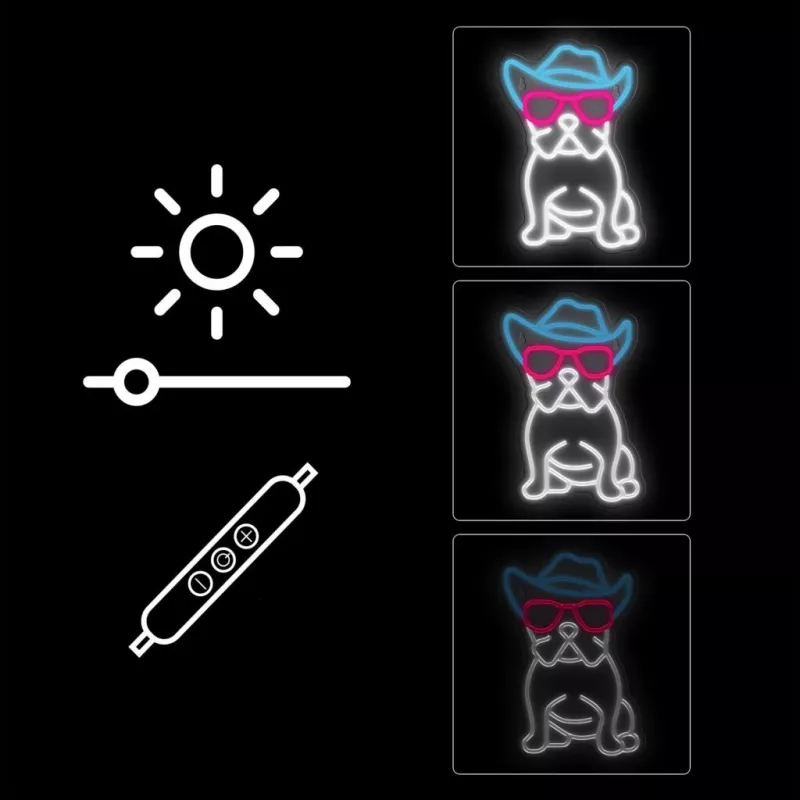Neon Lights MANTA SNL114MT bulldog con occhiali insegna neon
