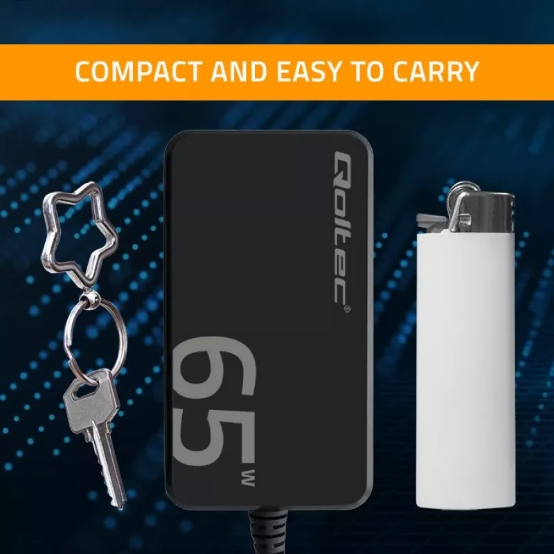 Caricabatterie QOLTEC 65W GaN Super Fast sottile PD 5-20V 3,25A USB-C