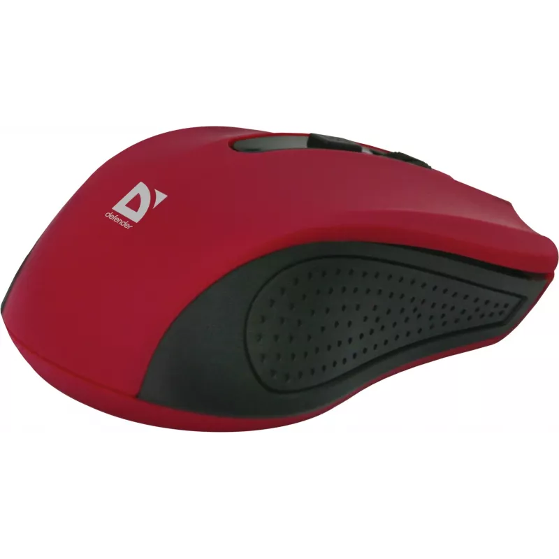 Mouse ottico wireless DEFENDER MM-935 RF – ambidestro, 1600 DPI, rosso, ricevitore RF-USB, batterie AAA