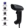 Lettore di codici a barre portatile QOLTEC 50863 — scanner 1D/2D, USB con cavo, sensore LED, nero, 5V, cavo 1,8 m