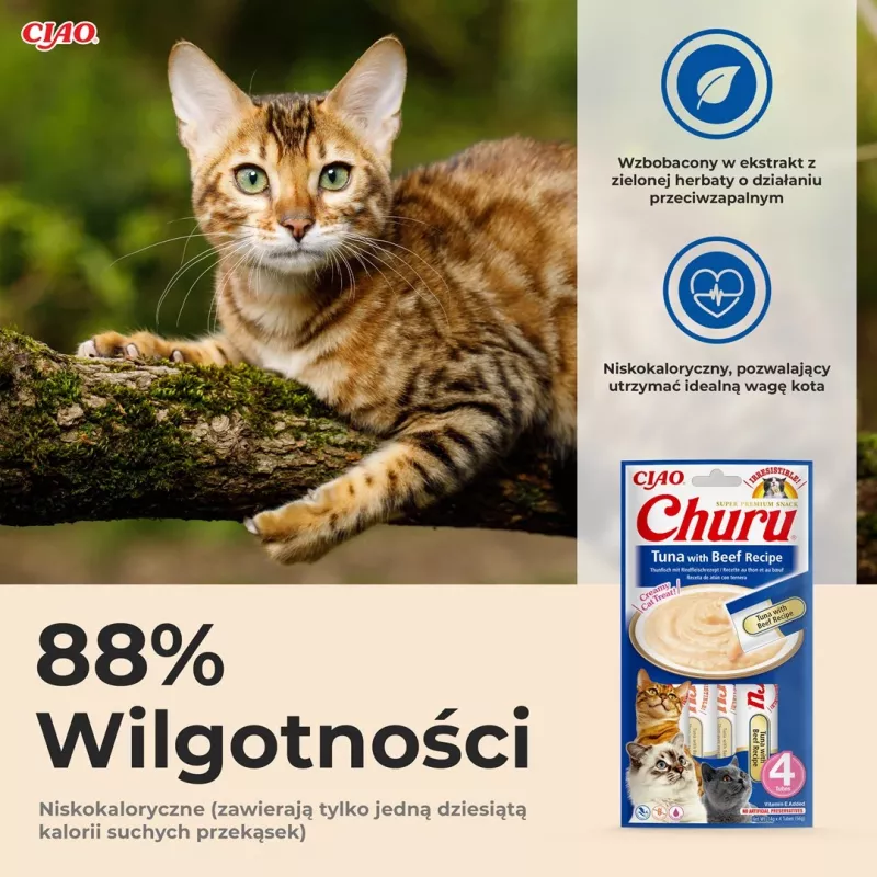 INABA Churu tonno con ricetta manzo - snack per gatti - 4x14 g