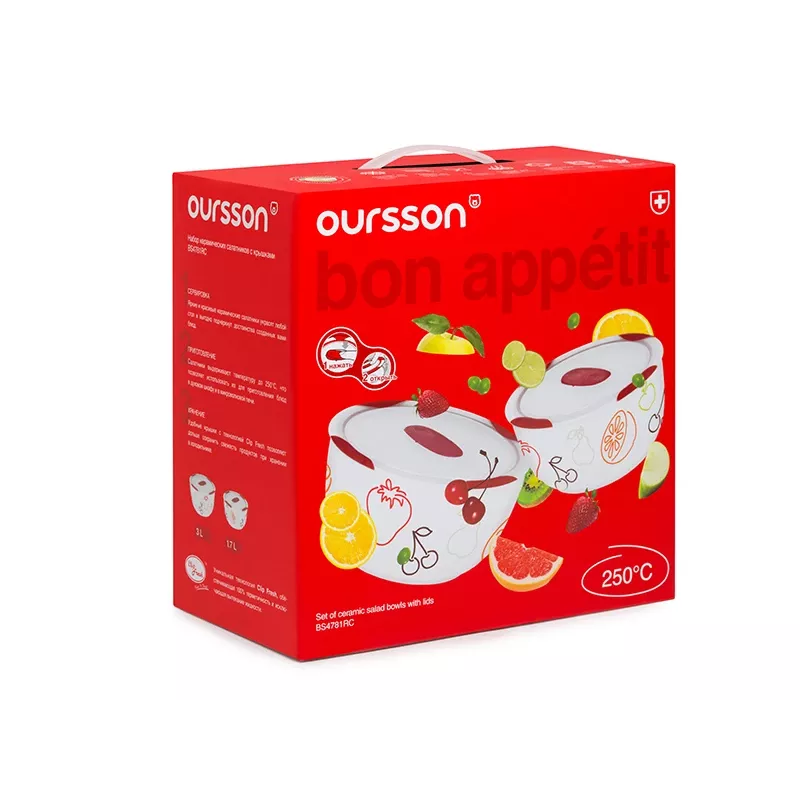 Set di ciotole OURSSON BS4781RC/DC rotondo in ceramica 3L bianco 2 pz.