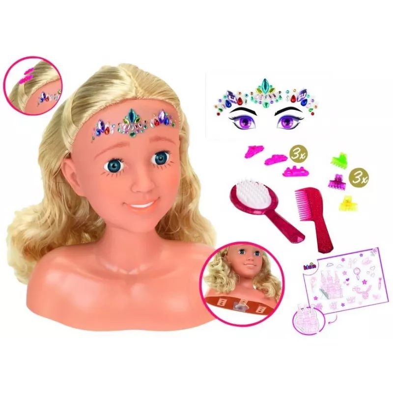 Testa per pettinatura e styling KLEIN Sara 5205 con tratti realistici – accessorio per bambole per esercitarsi con le acconciature