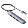 Hub USB Unitek H1208CGY01 — 4 porte USB 3.0 (5 Gbit/s), retrocompatibile con USB 2.0, alluminio