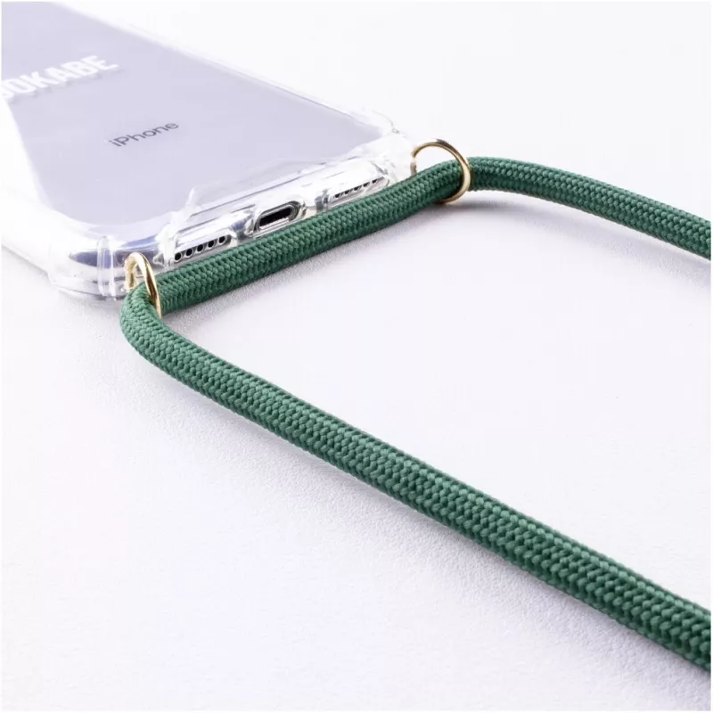 Custodia con collana per telefono Lookabe per iPhone X / Xs — oro con laccio verde
