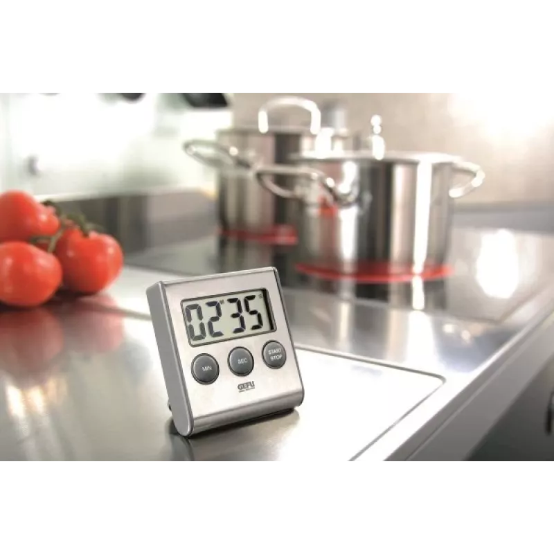 GEFU CONTARE timer da cucina digitale nero, acciaio inox