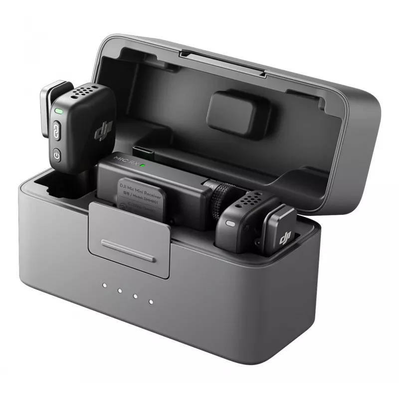 DJI Mic Mini (2 TX + 1 RX + custodia di ricarica) kit microfono wireless - grigio scuro