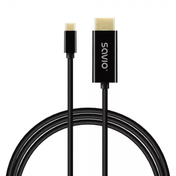 Cavo USB-C SAVIO CL-191 2 m — USB-C a USB-C, connettore maschio a connettore maschio, nero, rivestimento in plastica, conduttore in rame