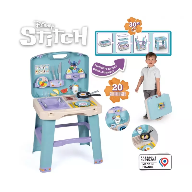 Cucina giocattolo SMOBY Stitch Kitchen 7600311909 con accessori – Set cucina giocattolo per bambini