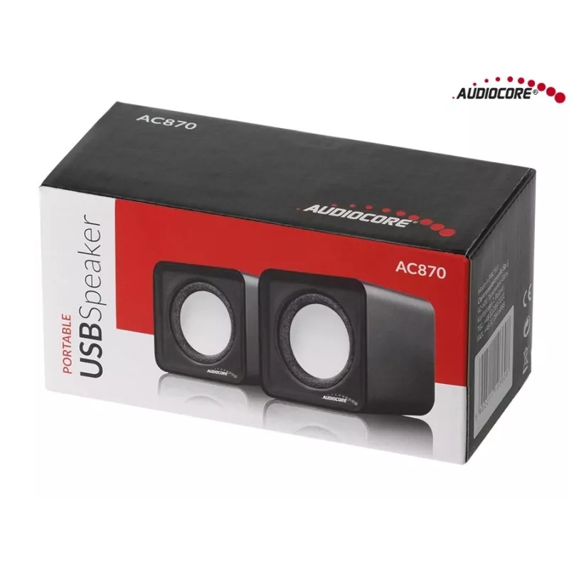 Diffusore PC a 2 vie Audiocore AC870 B — 3 W RMS, alimentazione USB con filo, ingresso 3,5 mm, 2.0 canali