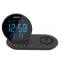 Sveglia radio FM PLL/ALARM/USB/CR85BK CHARGE/ricarica wireless/interni/esterni temperatura/nero