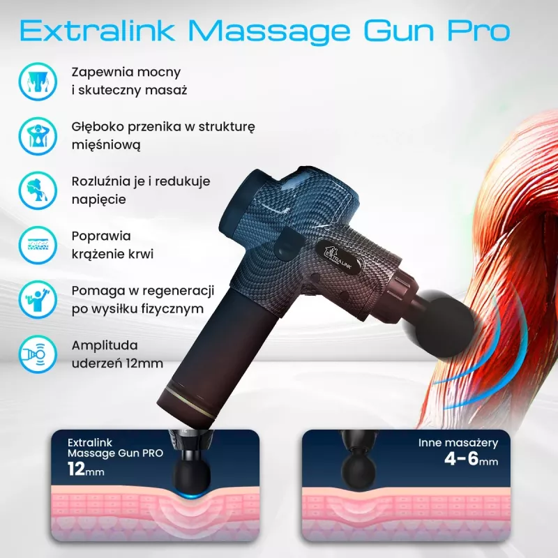 Pistola massaggiante Extralink MSG-01-PRO 3800 giri/min 6 accessori